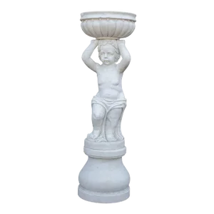 Mid 20th Century Neoclassical Style Figural Carved Marble Garden Planter