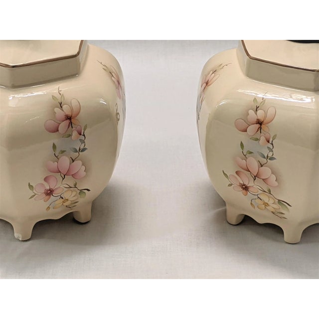Mid-Century Petite Floral Lamps - a Pair For Sale In Raleigh - Image 6 of 11