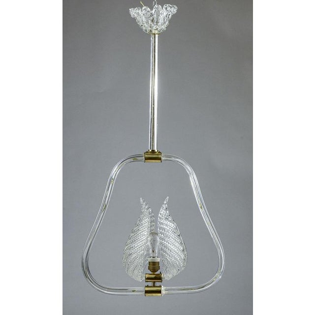 White Murano Pendant Light with Leaves For Sale - Image 6 of 9