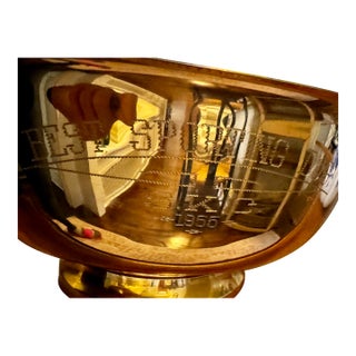 1955 Engraved Sporting Dog Trophy Bowl by Dodge Inc., Brass, Mid-Century For Sale
