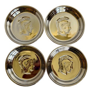 Vintage Mercury Glass Roman Warrior Coasters, Set of 4 For Sale