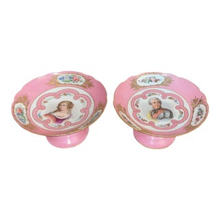 Pair of 19th Century Sevres Porcelain Portrait Compotes For Sale