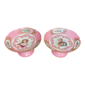 Pair of 19th Century Sevres Porcelain Portrait Compotes