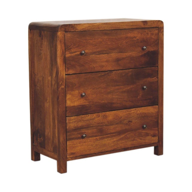 The Chestnut-Finish Mango Wood 3-Drawer Dresser brings a refined balance of craftsmanship, character, and everyday...