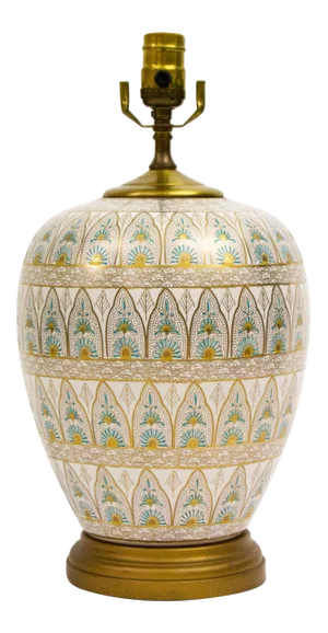 1980s Modern Japanese Signed Hand Painted Porcelain Lamp