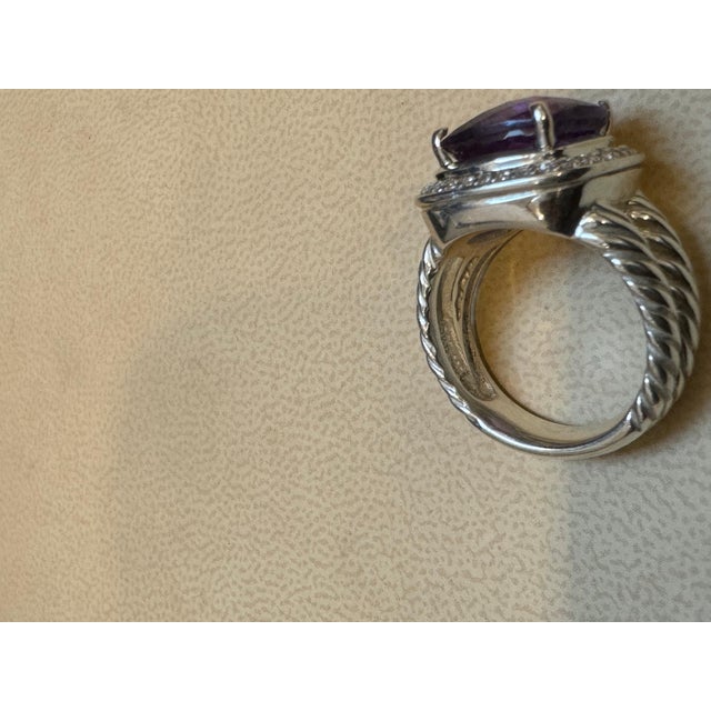 Gemstone Estate DAVID YURMAN Sterling Silver Amethyst Ring With Diamonds size 7 For Sale - Image 7 of 18