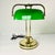 Art Deco 1970s Vintage Art Deco Arts & Crafts Emeraldite Bottle Green Glass Shade Brass Bankers Desk Lamp For Sale - Image 3 of 16