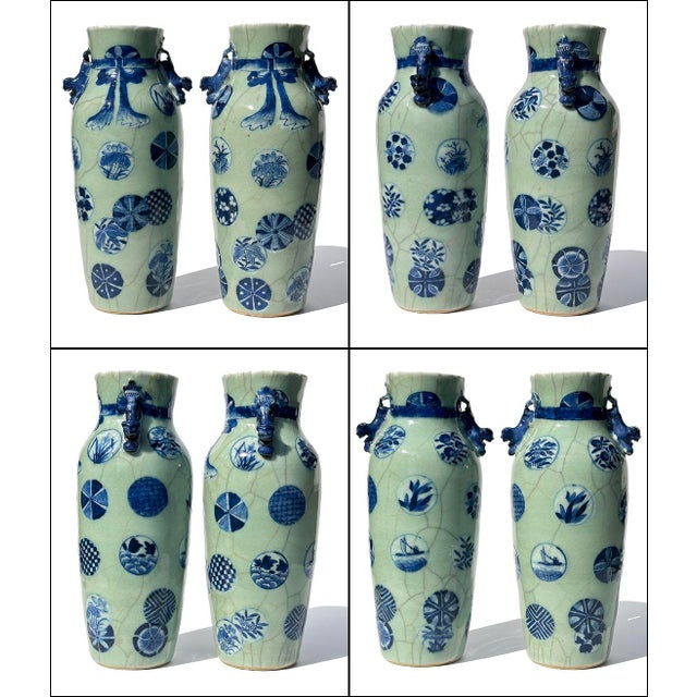 Wonderful pair of antique Chinese vases from the Qing Dynasty, dating to the mid-to-late 19th century. Lovely porcelain...