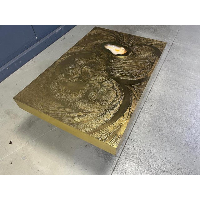 Etched Brass and Agate Coffee Table from Felix De Boussy, Belgium, 1980s For Sale - Image 14 of 15