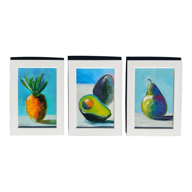 "Kitchen Trio" Contemporary Set of 3 Still Life Acrylic Paintings by Linda McDonough For Sale