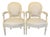 19th Century French Louis XVI Painted Neoclassical Fauteuil Armchairs -a Pair For Sale
