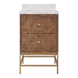 Matthew Izzo Home Clifford 24" Dark Burlwood Sink Porcelain Sink Bath Vanity With Brass Hardware For Sale