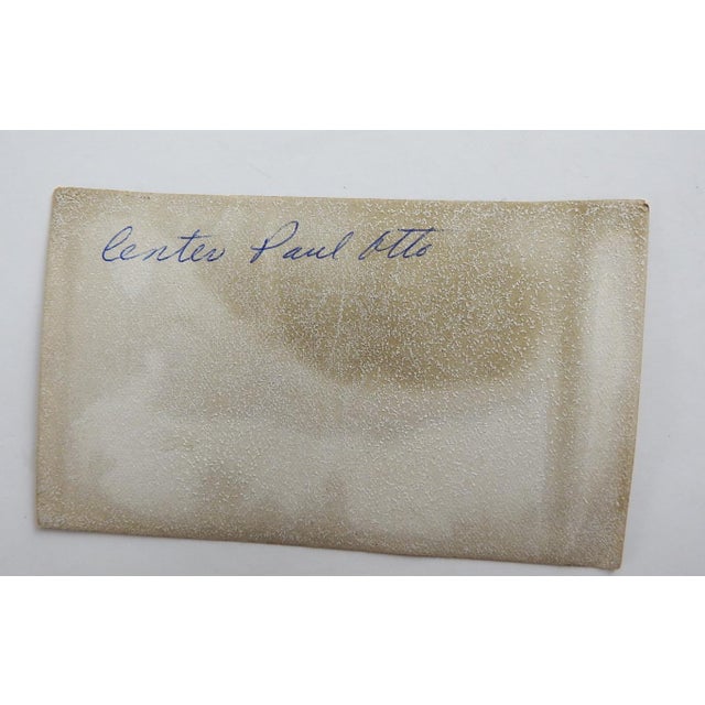 Early 20th century sepia tone snapshot photograph of 3 men in flat newsboy caps. Eerie overexposure, note on verso Center...