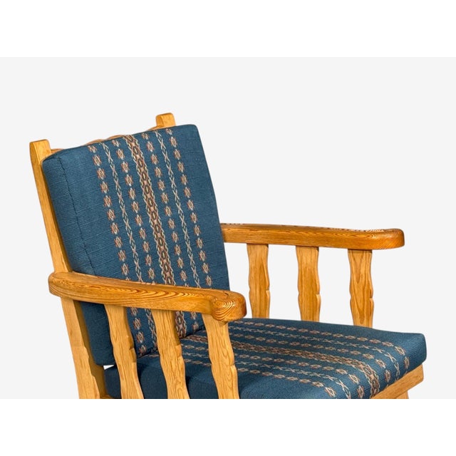 1970s Krogenes Møbler, Lounge Chairs, Pine, Blue Fabric, Norway, 1970s For Sale - Image 5 of 13