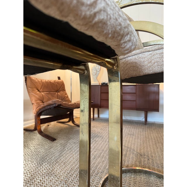 A Set of Vintage Mid Century Cantilever Bar Stools in the Style of Milo Baughman, Circa 1970s For Sale - Image 12 of 12