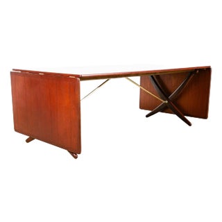 1960s Mid Century Danish Modern Dining Table Hans Wegner Teak Andreas Tuck at-314 Leaf For Sale