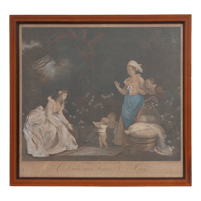 After Marguerite Gérard, The First Step of Childhood, 18th Century, Engraving, Framed For Sale