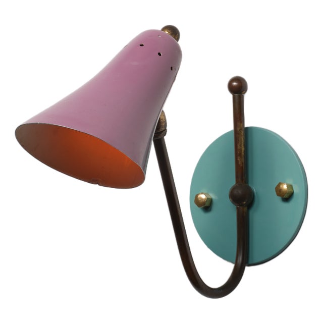 Vintage Italian Adjustable Wall Sconce in Enamelled Brass, 1950s For Sale