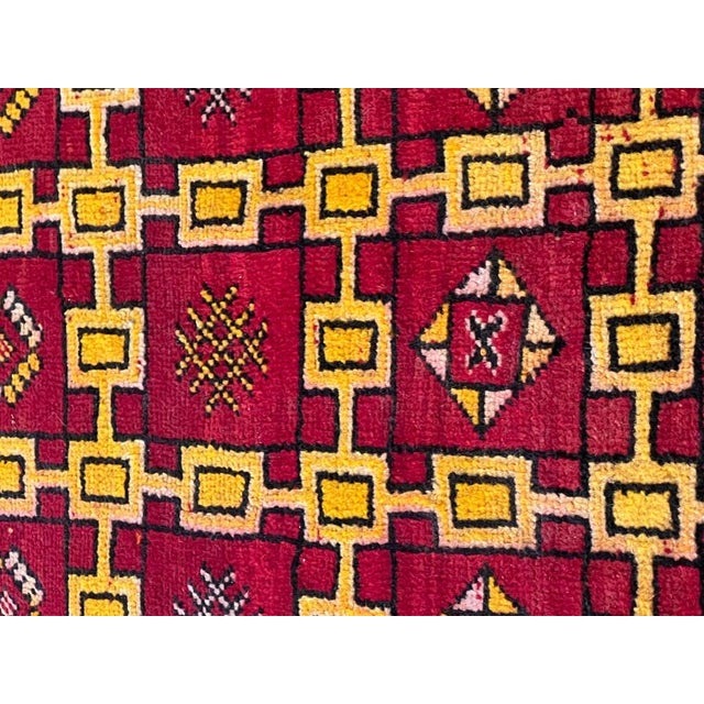Vintage Berber Rug in Red and Yellow, 1950 For Sale - Image 10 of 14