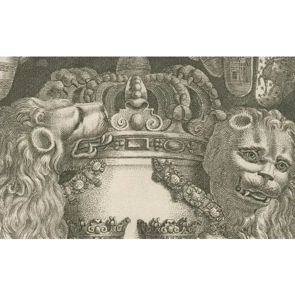 17th Century Jean Le Pautre, The Greater Coat of Arms of Sweden, 1669, Engraving on Paper For Sale - Image 5 of 6