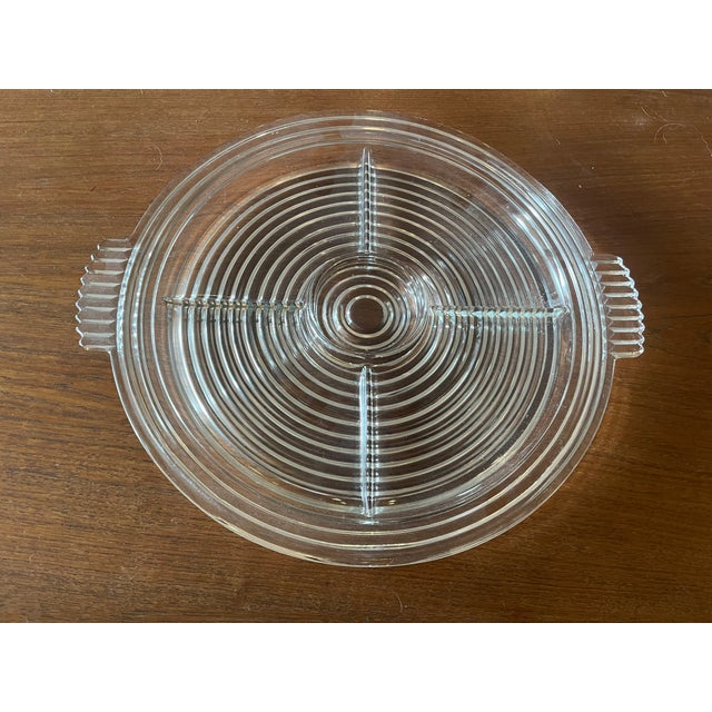 1960s Art Deco Anchor Hocking Manhattan Divided Depression Glass Relish Platter For Sale In Santa Fe - Image 6 of 6