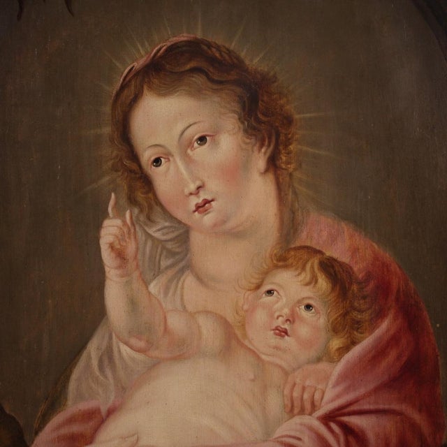 Flemish Artist, Madonna and Child, 1670, Oil on Panel For Sale - Image 16 of 17