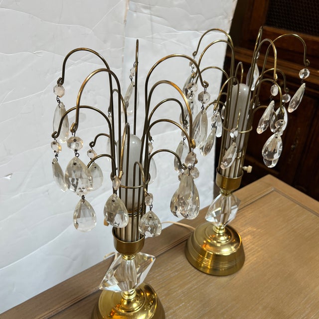 Vintage Crystal Waterfall Table Lamps, a Pair Chairish