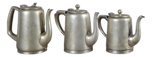 English Graduated Silver-Plated Coffee Pots, 1930s, Set of 3