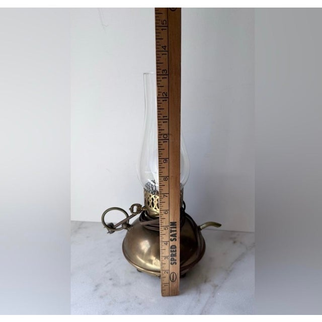 Brass Vintage Early American Electric Brass Gas Oil Lamp Genie Lamp For Sale - Image 8 of 11