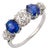 Early 20th Century Edwardian Diamond Sapphire Platinum 5 Stone Ring, Size 6.25 For Sale