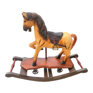 Vintage Hand-Carved Primitive Folk Art Rocking Horse