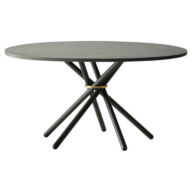 Metal Hector Dark Concrete Top and Steel Legs Dining Table 140 by Eberhart Furniture For Sale - Image 7 of 7
