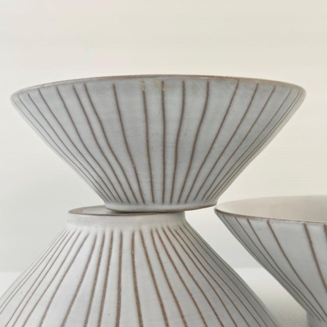Mid-Century Modern Vintage Ceramic Bowls by Jacques Innocenti Rivier, 1950, Set of 4 For Sale - Image 3 of 12