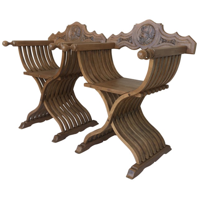 19th Century Carved Walnut Folding Scissors Savonarola Bench/Settee For Sale - Image 13 of 13