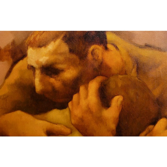 Textile Charles Bragg - Father & Son Affection - Oil Painting For Sale - Image 7 of 10