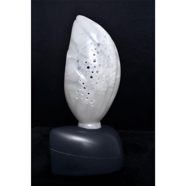 White Alabaster Ebony Soapstone UVLit Metaphysical Flower Stone