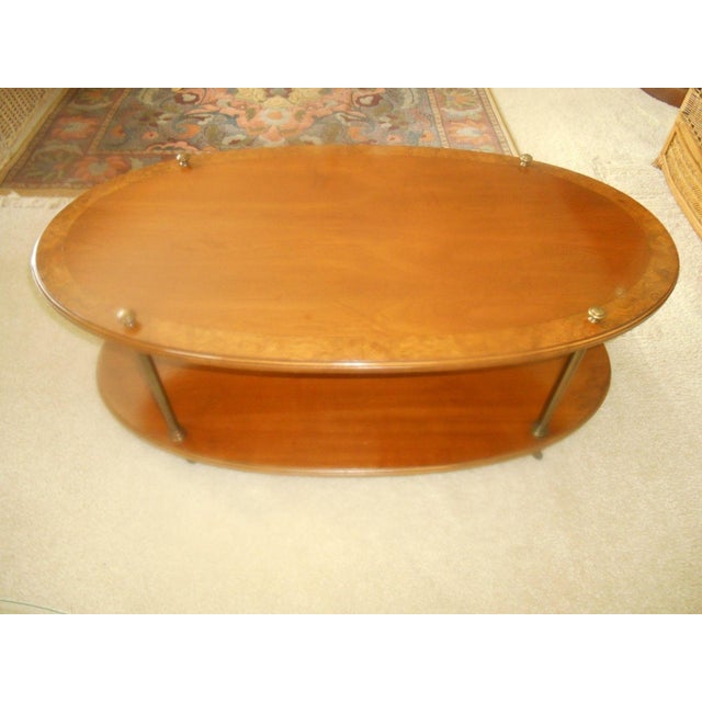 Vintage Brandt Burl Wood Inlay Oval Coffee Table Chairish