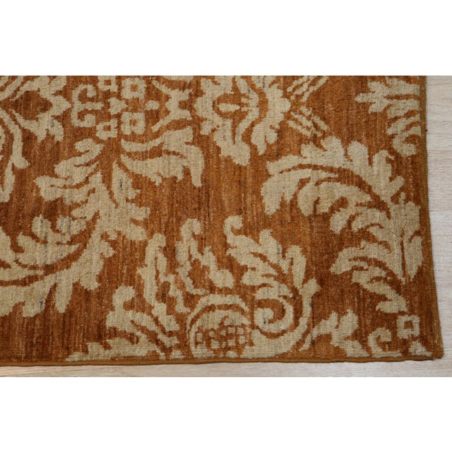9x12 Refined Brown Classic Damask Floral Modern Hand Knotted Wool Carpet Rug For Sale - Image 4 of 7