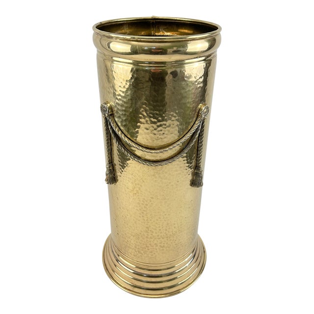 1930s Hammered Brass Tassel Umbrella Stand Peerage England Chairish