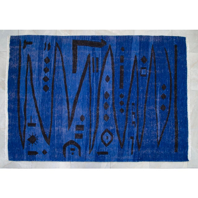 2010s Paul Klee - Heroic Strokes of the Bow - Inspired Silk Hand Woven Area Rug - Wall Rug 4′3″ × 6′1″ For Sale - Image 5 of 17
