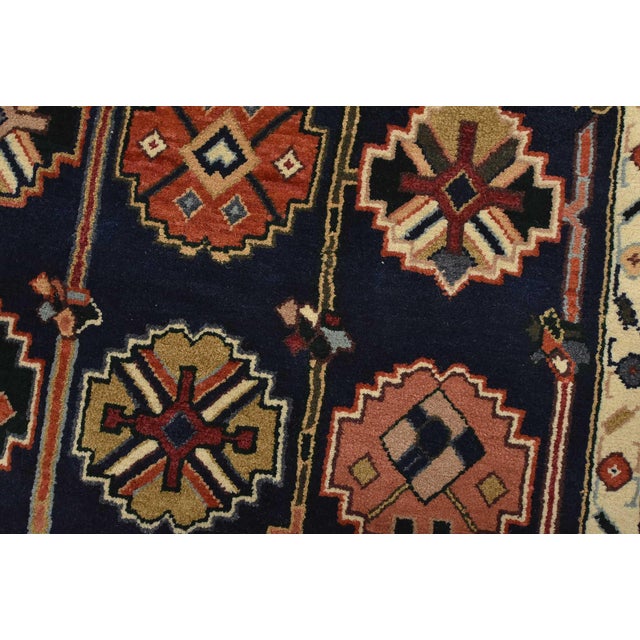 Heriz Rug 5’11” X 8’11” Blue Wool Vintage Tribal Hand-Knotted Oriental Carpet For Sale - Image 4 of 14