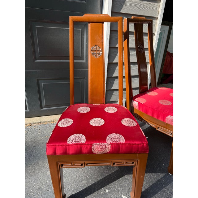 Rosewood Dining Chairs 1960s Asian Ming Chinoiserie Lot Of 2 Measures : Height: 40in Wide : 21.5in Length : 30.5in Seat...