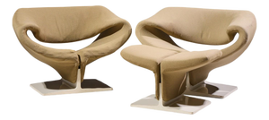 Pierre Paulin for Artifort Mid Century Ribbon Chairs With Ottoman