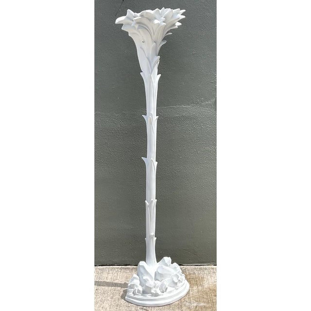 White Vintage Ecoplaster Palm Torchere After Serge Roche For Sale - Image 8 of 12