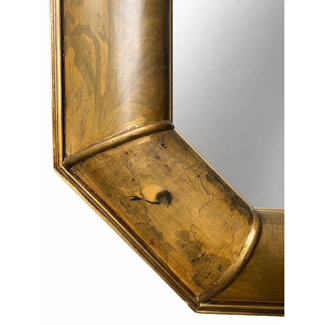 Large Vintage Chinoiserie Asian Gilt Octagonal Beveled Wall Mirror | Designer Scale | 50.5"h For Sale In Philadelphia - Image 6 of 14