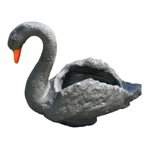 Vintage Poured Cement Black Swan Planter
