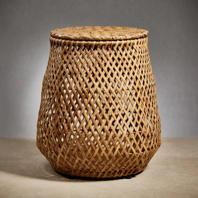 Bring a touch of earthly elegance to your interiors with our handcrafted 20-inch tall rattan stool and storage. It can be...