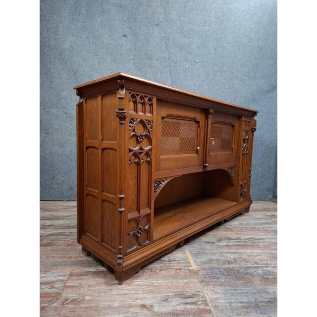 Large Antique 20th Century Gothic Oak Sideboard For Sale - Image 3 of 9