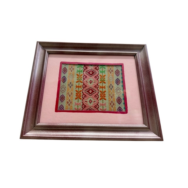 Schumacher Roxie | Schumacher Cosima Embroidery Framed Textile Art For Sale - Image 4 of 7