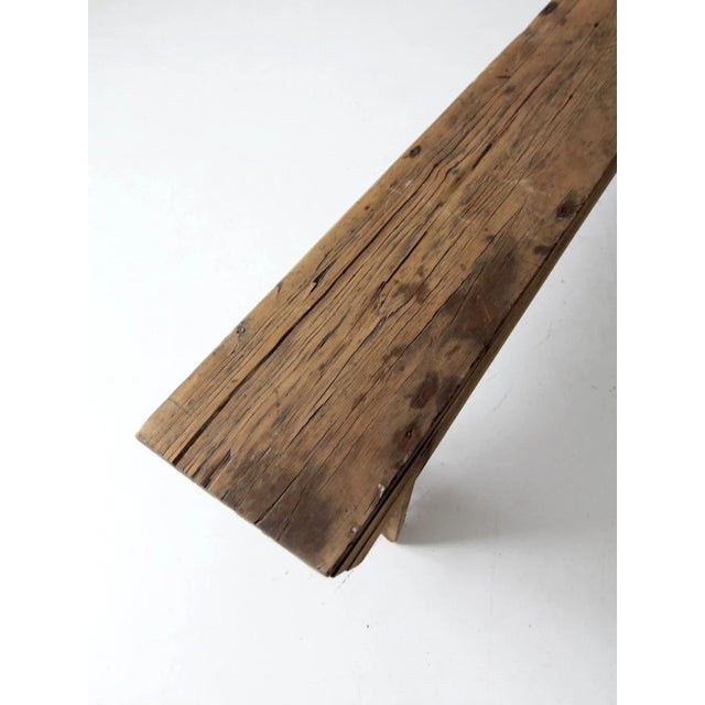 Antique Primitive Bench 7ft For Sale - Image 6 of 14